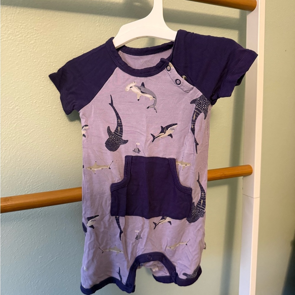 Kyte Baby Taro Shark Shortall Romper